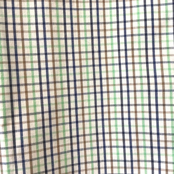 Saddlebred Mens Medium Long Sleeve Tattersall Check Button Down Shirt Blue Green - Picture 3 of 10